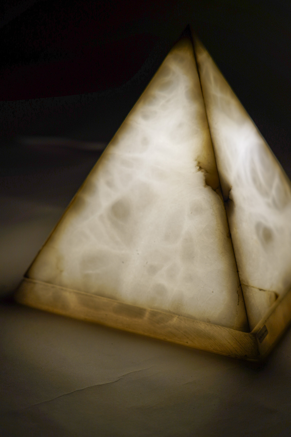 Square Pyramid Desk Lamp in Marble