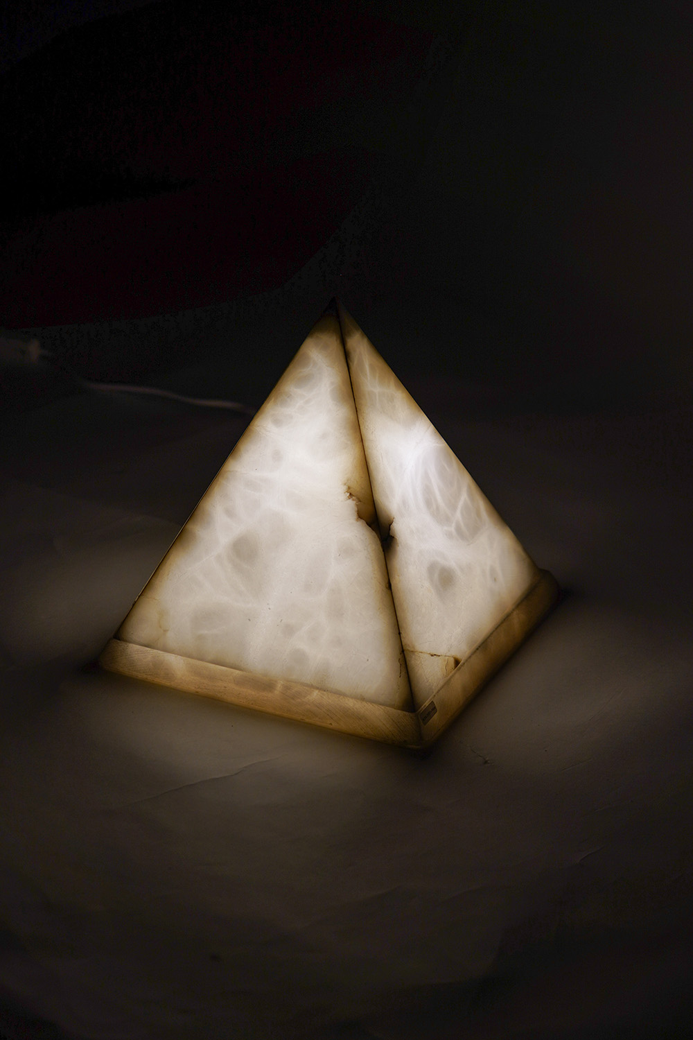 Square Pyramid Desk Lamp in Marble