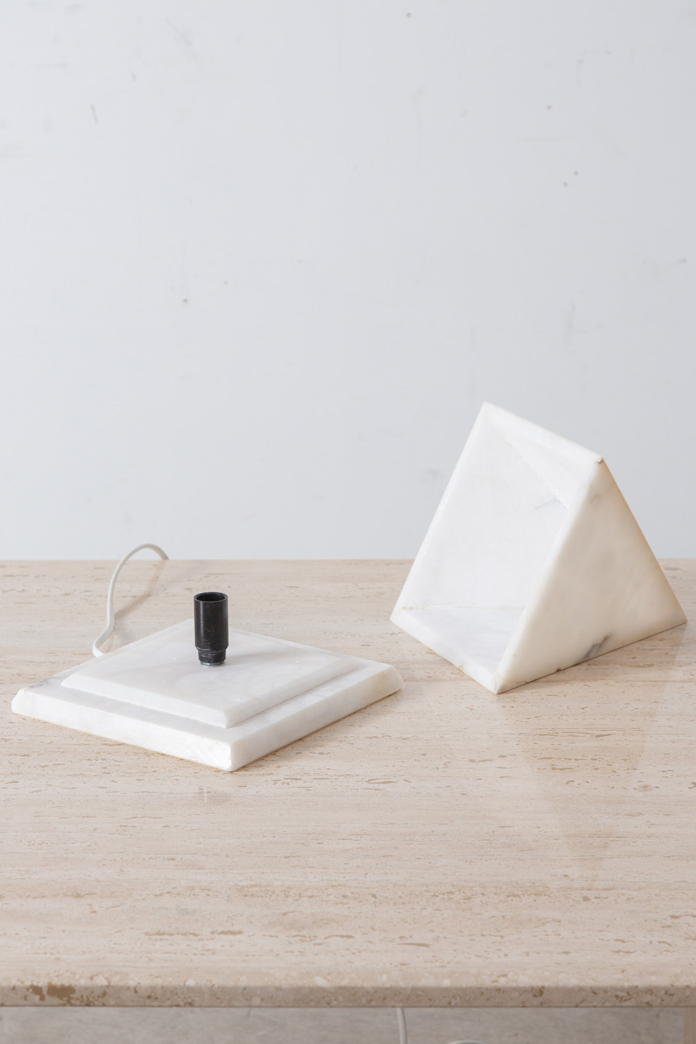 Square Pyramid Desk Lamp in Marble