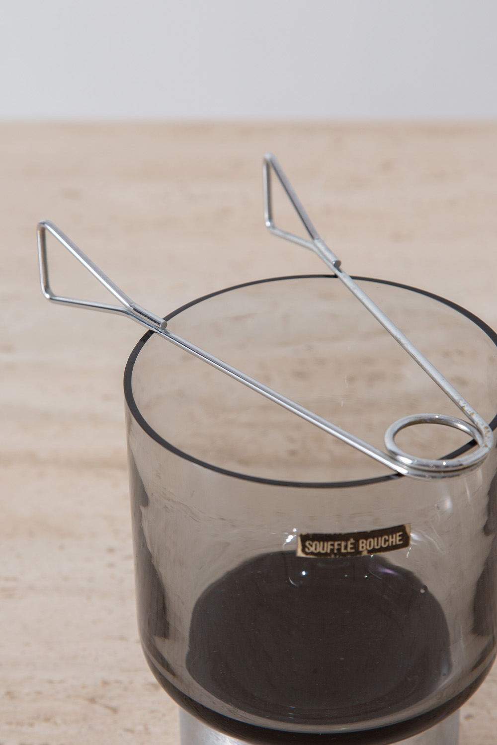 Vintage Ice Bucket in Glass and Metal