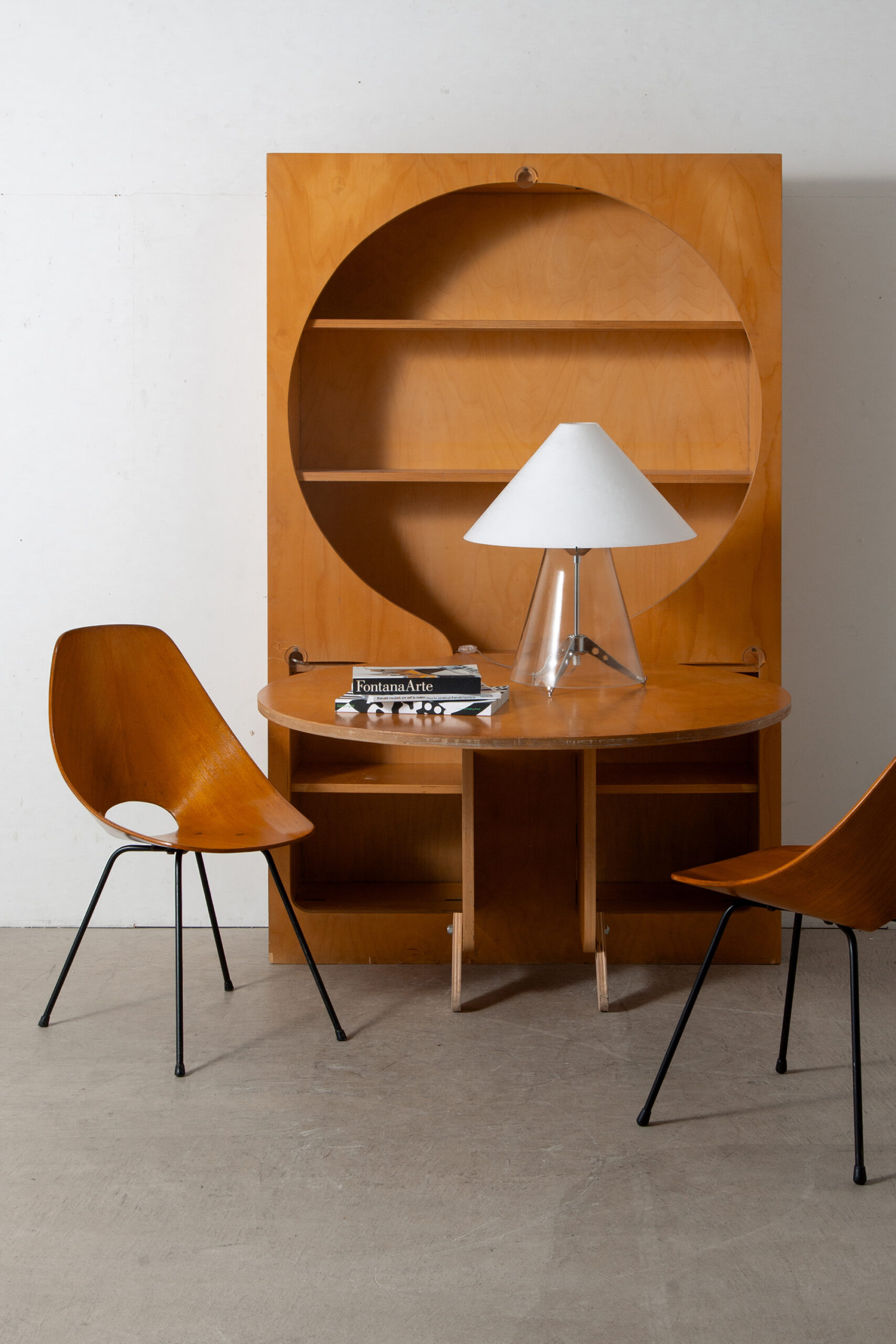 Bookcase with Flap Table by Anonima Design for Bonetto in Birch