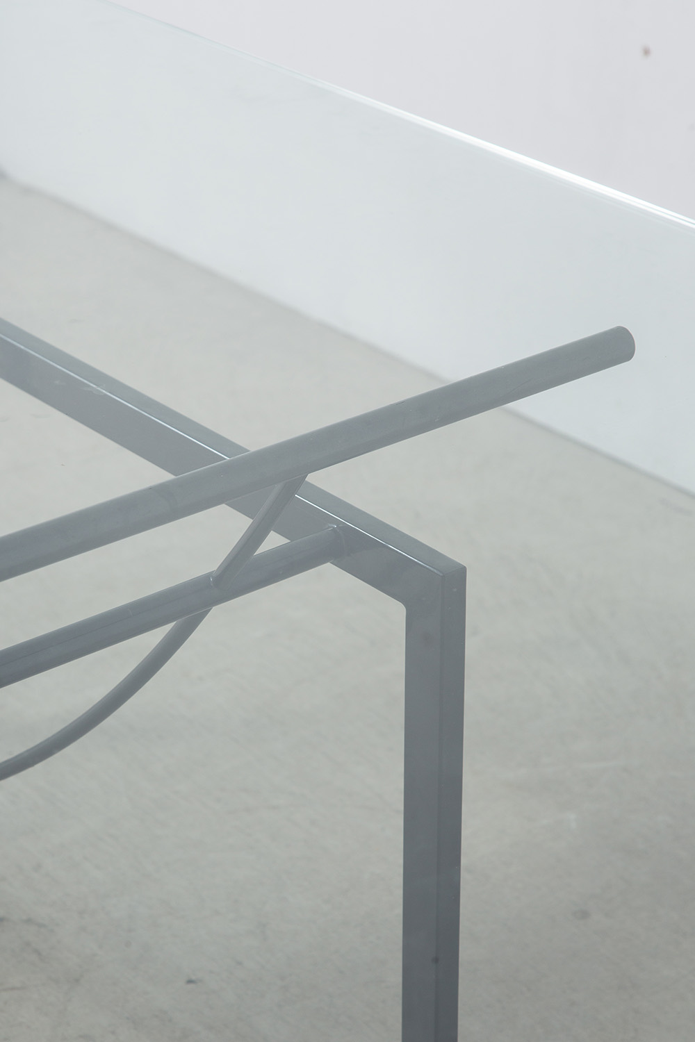 Sculptural Geometric Dining Table in Mable , Glass and Metal