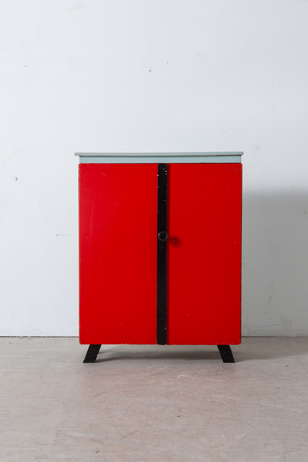 Vintage Small Cabinet in Red and Light Blue