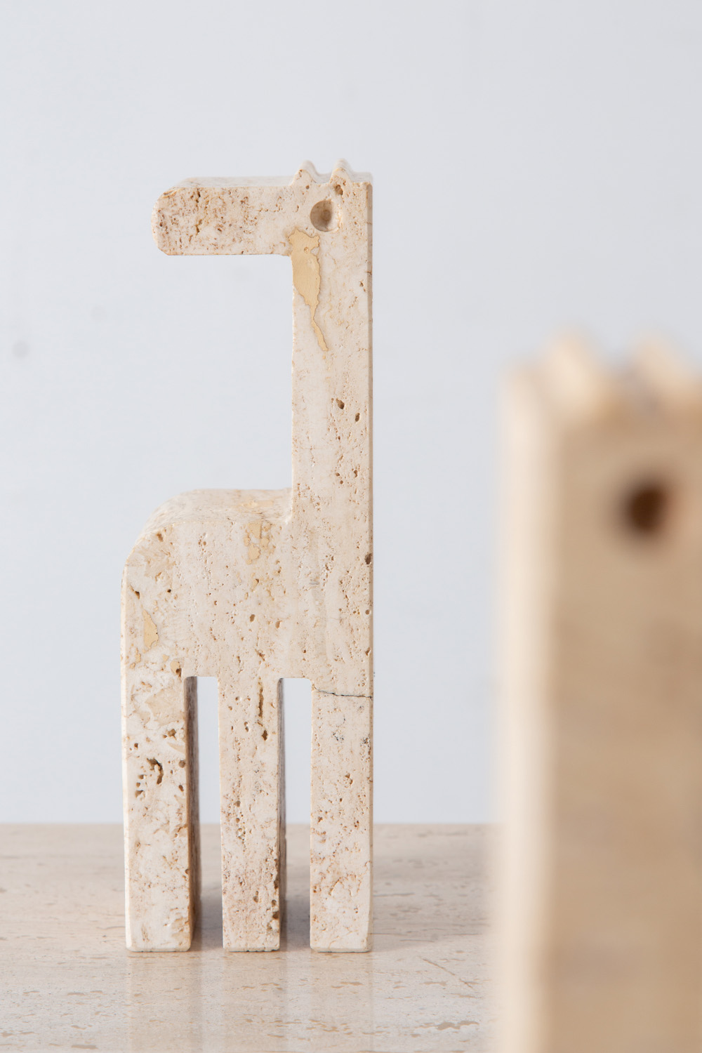 Giraffe Figure Bookend by Fratelli Mannelli for LS in Travertine