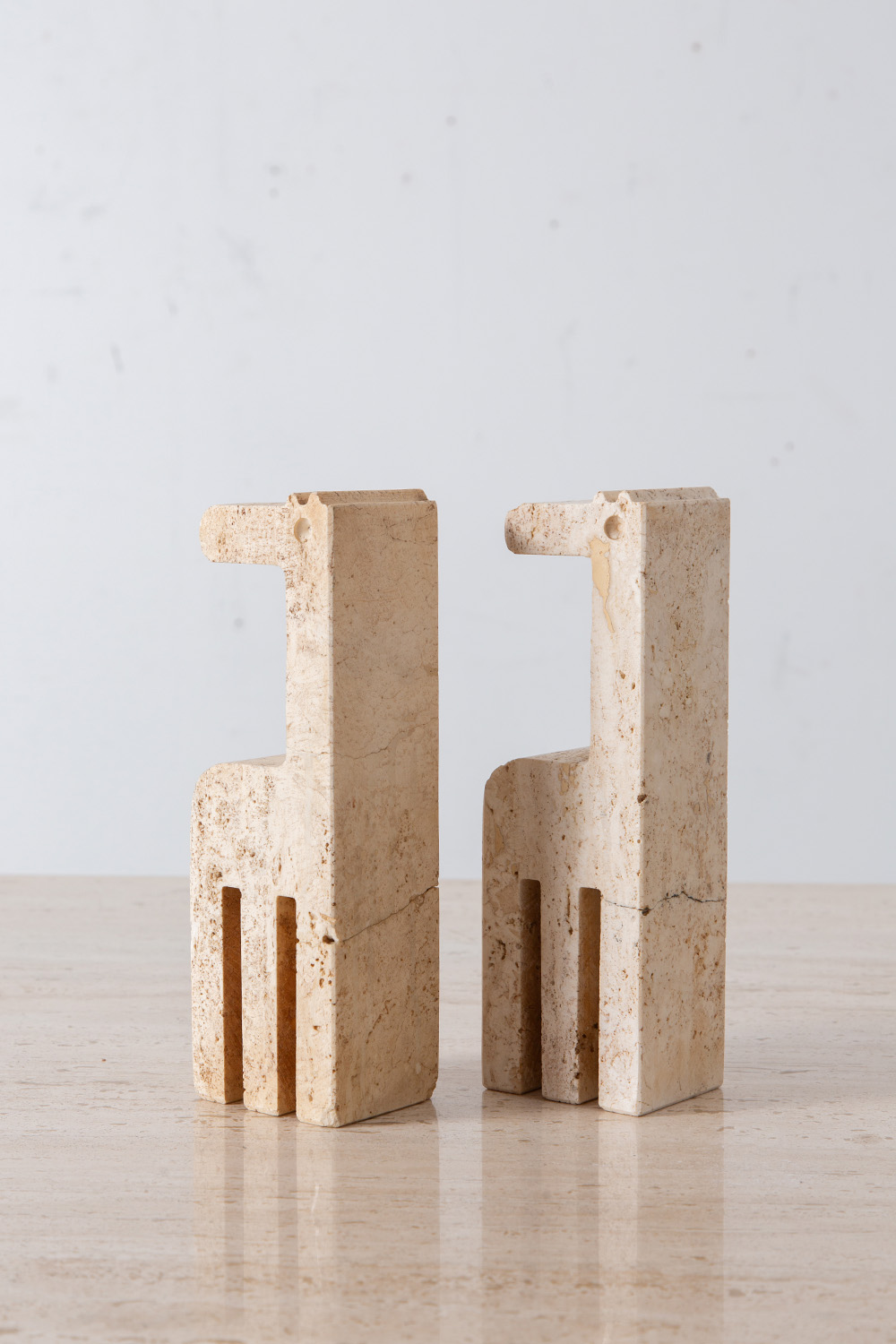 Giraffe Figure Bookend by Fratelli Mannelli for LS in Travertine