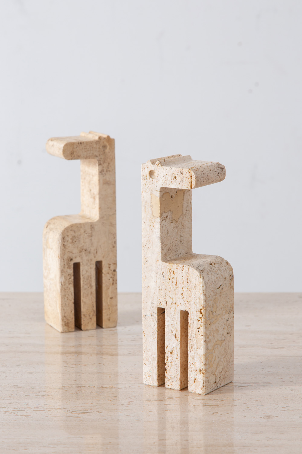 Giraffe Figure Bookend by Fratelli Mannelli for LS in Travertine