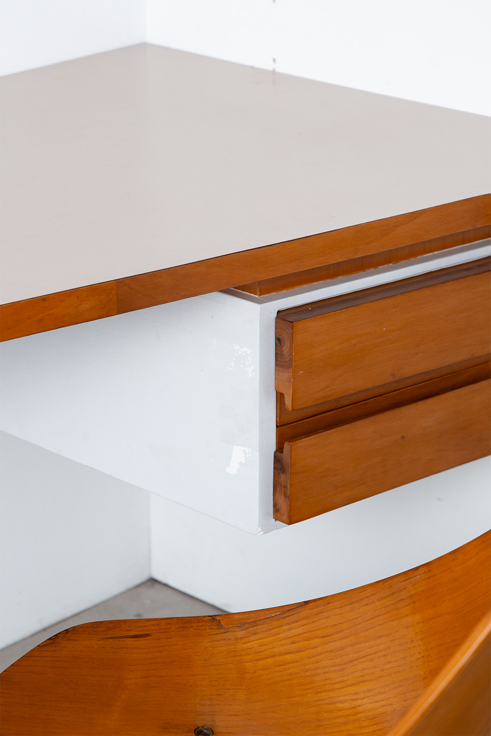 Corner Wall Desk by Vittorio Dassi in Steel and Wood