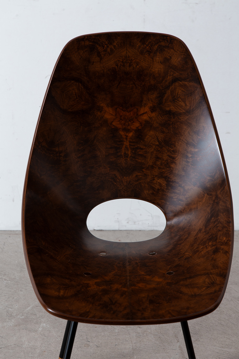 ‘Medea’ Chair by Vittorio Nobili for Medea in Briar Walnut , Steel and Gold Metal