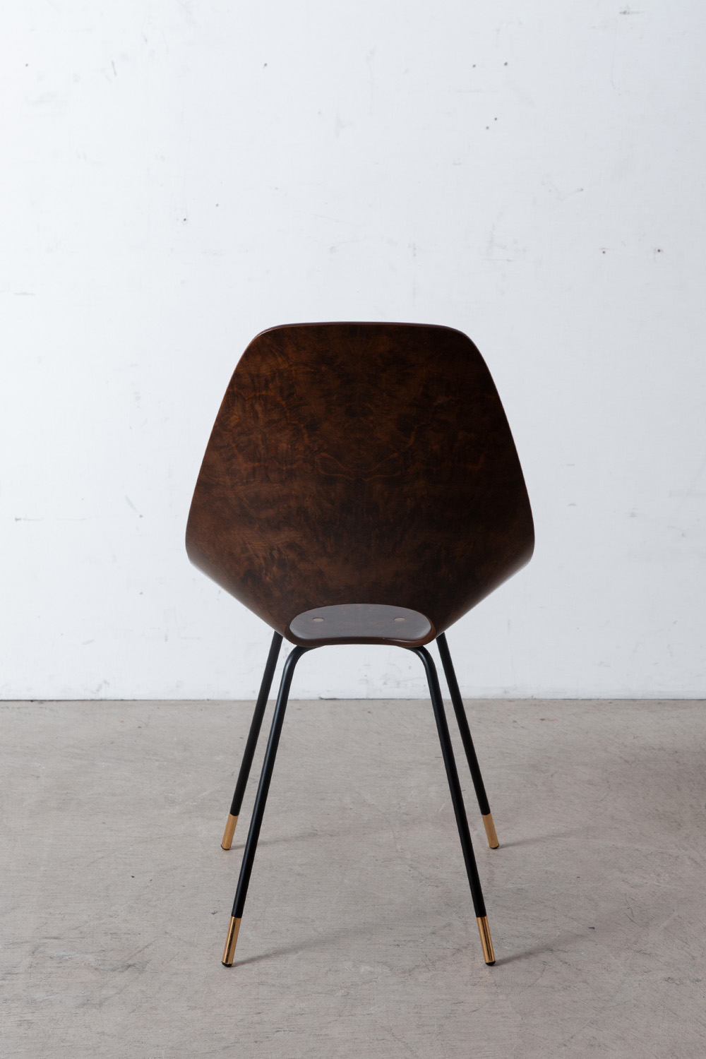 ‘Medea’ Chair by Vittorio Nobili for Medea in Briar Walnut , Steel and Gold Metal