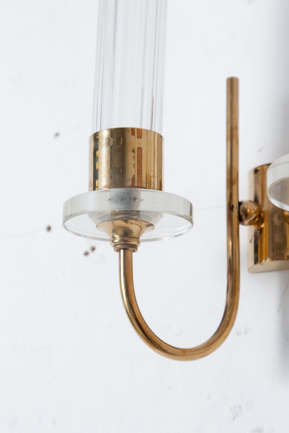 Italian Vintage Wall Lamp in Glass and Brass