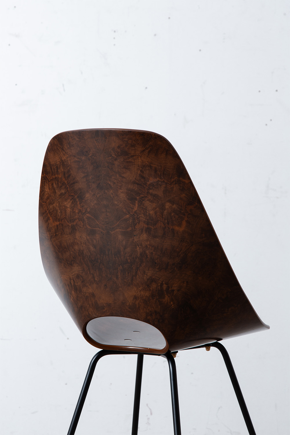 ‘Medea’ Chair by Vittorio Nobili for Medea in Briar Walnut , Steel and Gold Metal