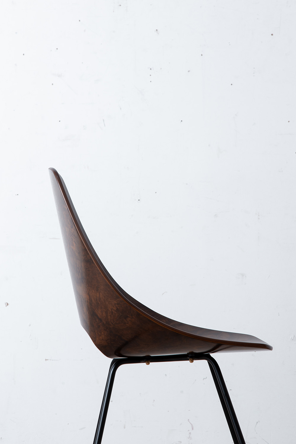 ‘Medea’ Chair by Vittorio Nobili for Medea in Briar Walnut , Steel and Gold Metal