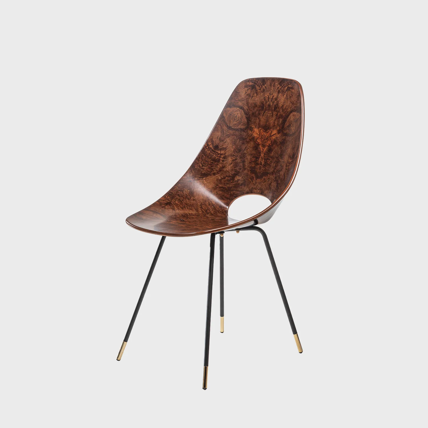 ‘Medea’ Chair by Vittorio Nobili for Medea in Mahogany and Steel Briar Walnut