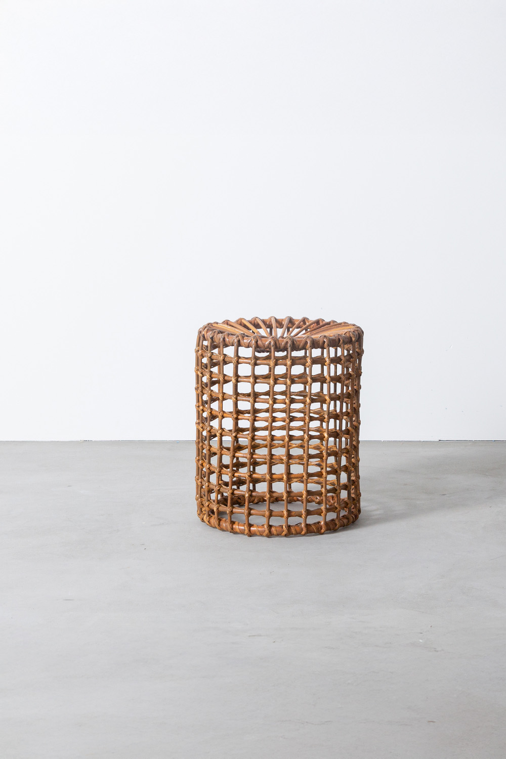 Tito Agnoli Style Stool in Rattan