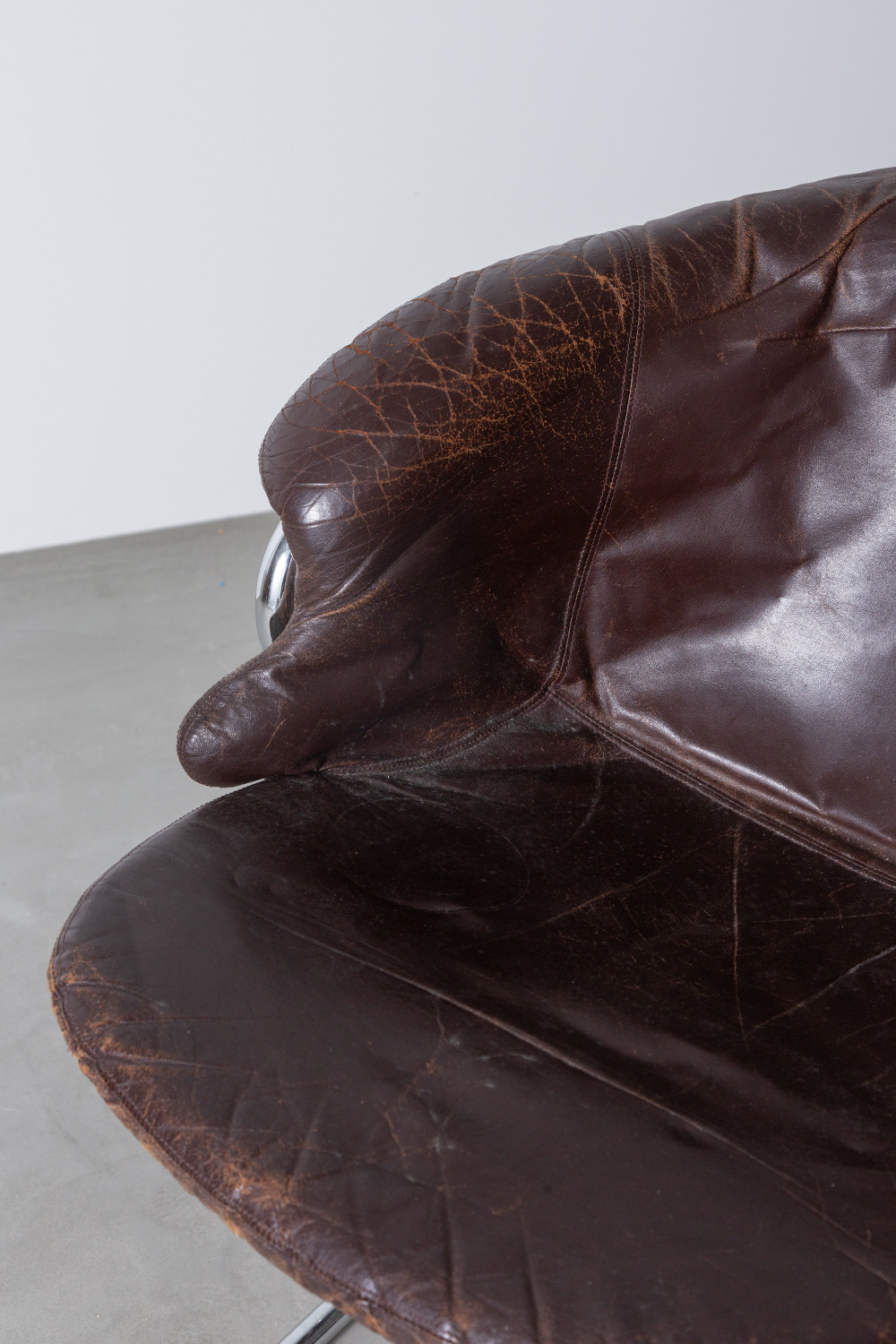 ‘Flynn’ Chair by Gastone Rinaldi for Thema in Leather and Chrome