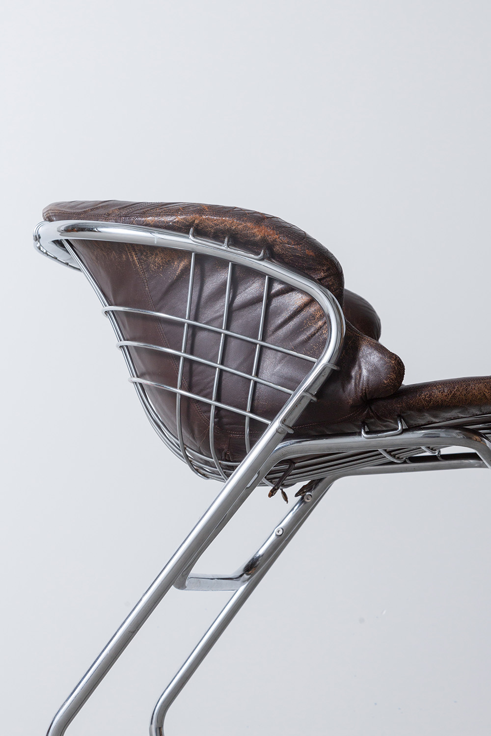 ‘Flynn’ Chair by Gastone Rinaldi for Thema in Leather and Chrome