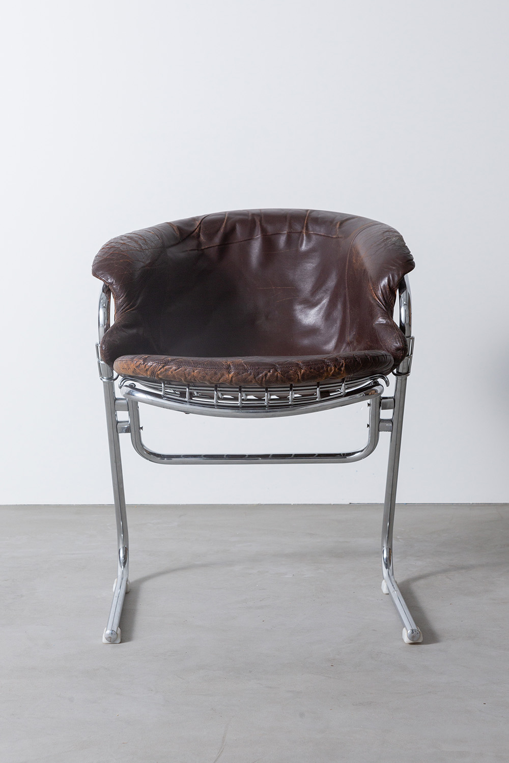 ‘Flynn’ Chair by Gastone Rinaldi for Thema in Leather and Chrome