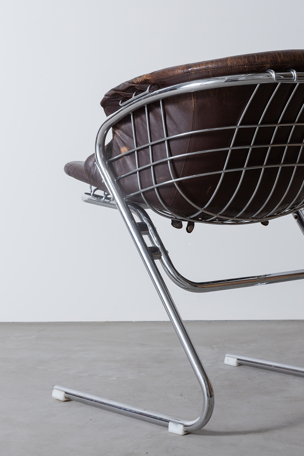 ‘Flynn’ Chair by Gastone Rinaldi for Thema in Leather and Chrome