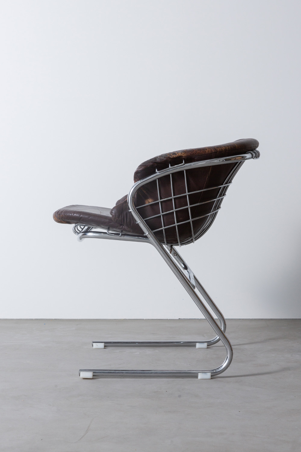 ‘Flynn’ Chair by Gastone Rinaldi for Thema in Leather and Chrome