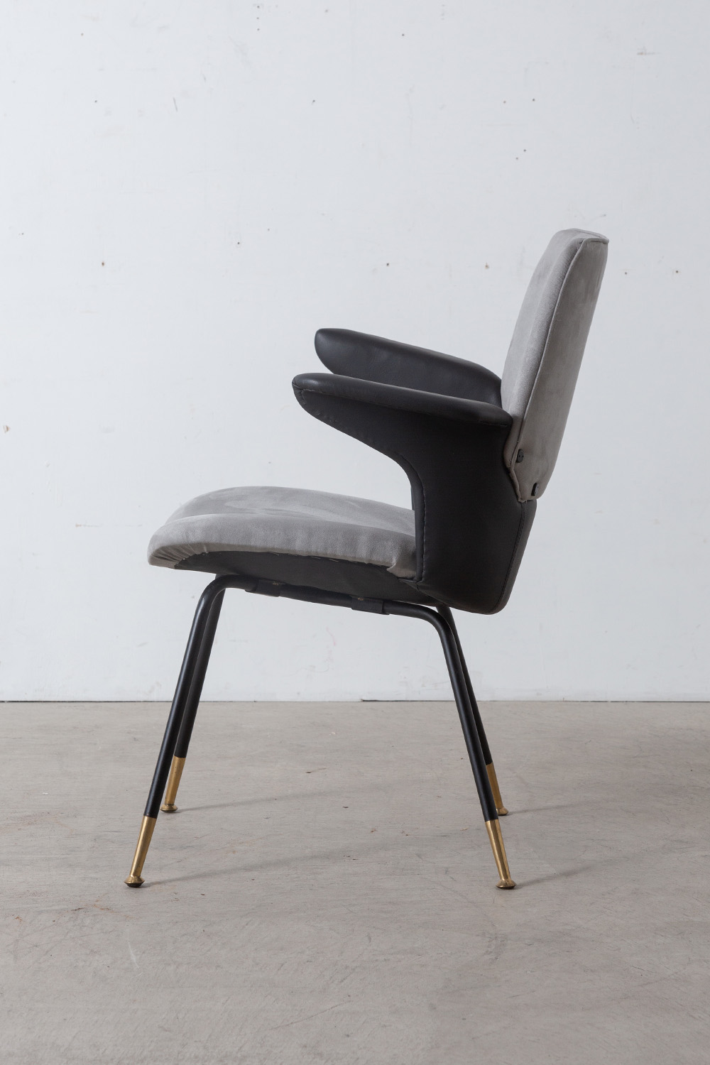 ‘Du 20’ Arm Chair by Gastone Rinaldi for RIMA in Metal , Leather and Fabric