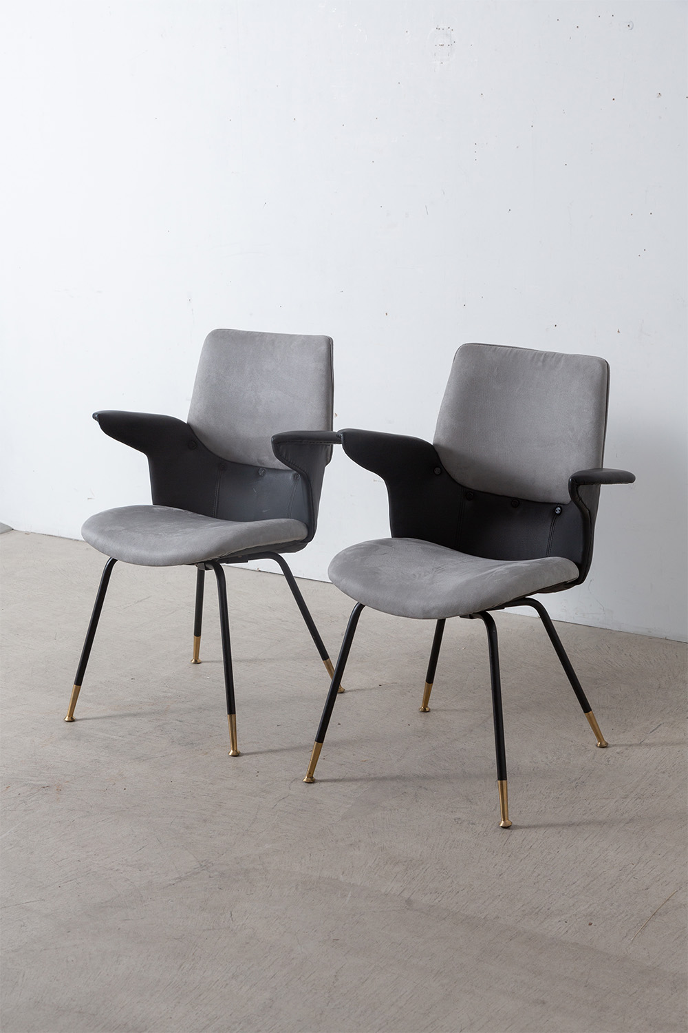 ‘Du 20’ Arm Chair by Gastone Rinaldi for RIMA in Metal , Leather and Fabric