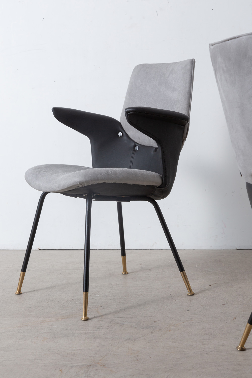 ‘Du 20’ Arm Chair by Gastone Rinaldi for RIMA in Metal , Leather and Fabric