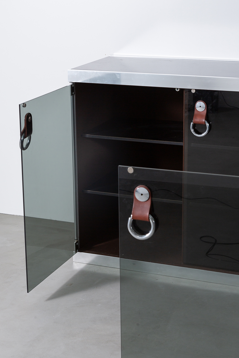 Sideboard by Guido Faleschini in Metal , Glass and Leather