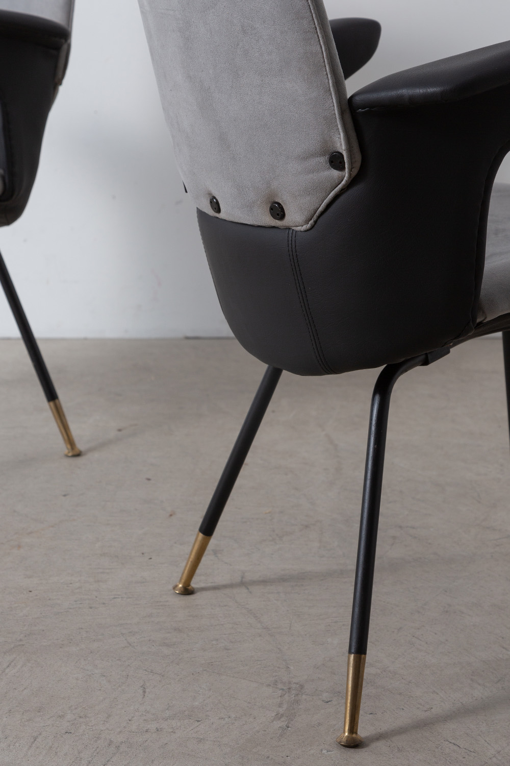 ‘Du 20’ Arm Chair by Gastone Rinaldi for RIMA in Metal , Leather and Fabric