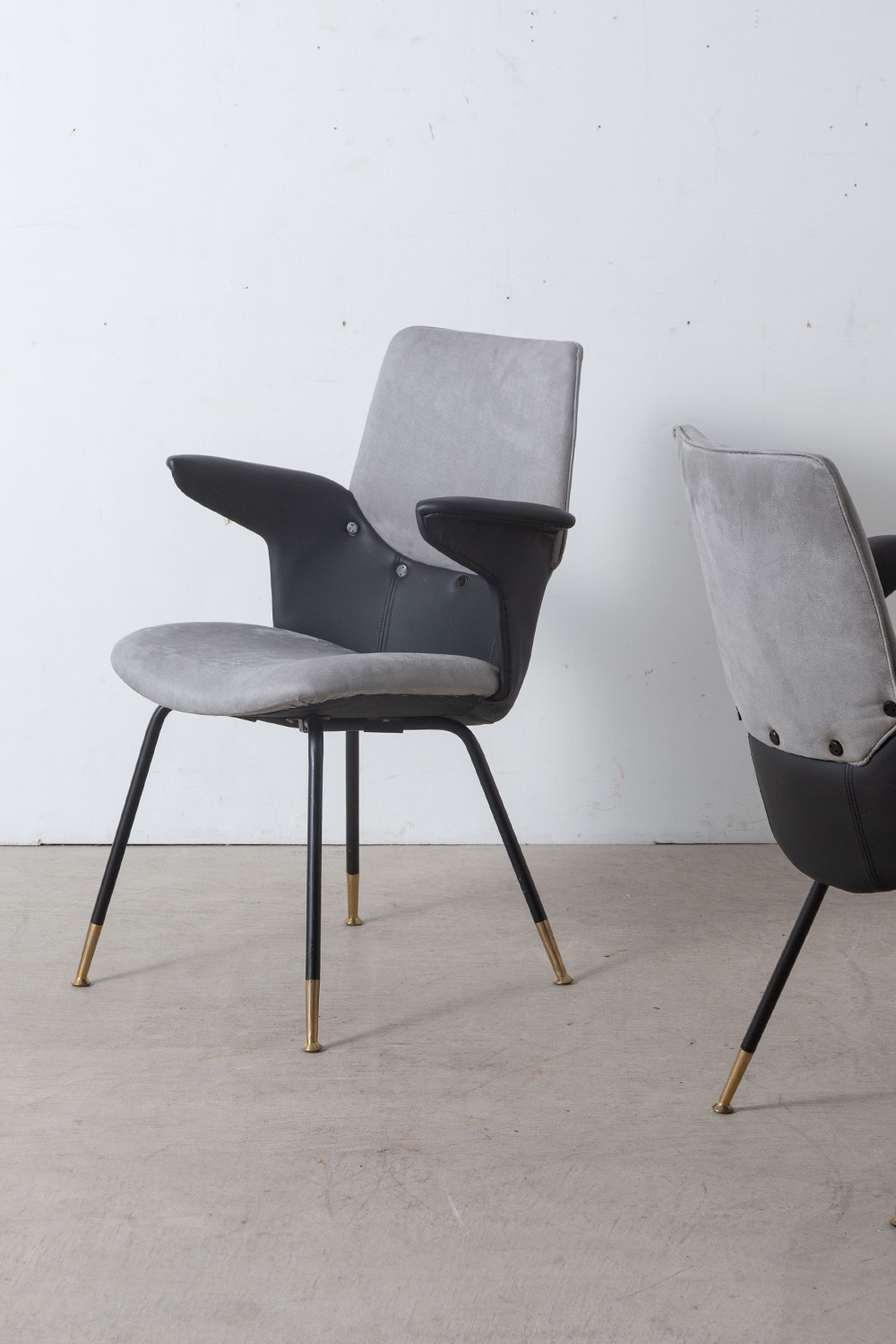 ‘Du 20’ Arm Chair by Gastone Rinaldi for RIMA in Metal , Leather and Fabric