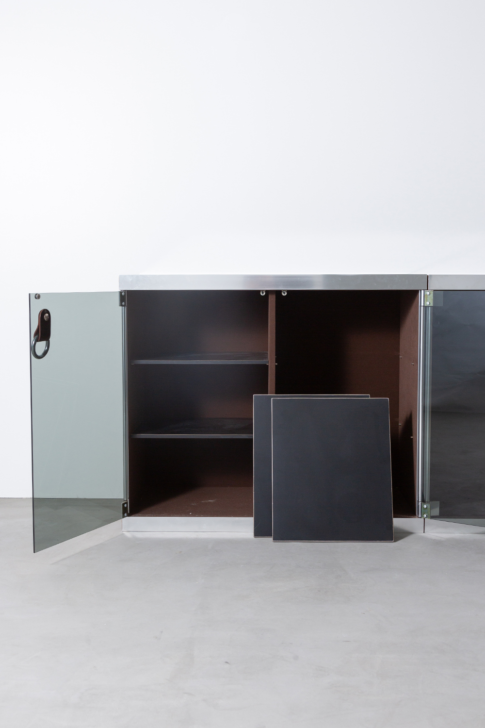 Sideboard by Guido Faleschini in Metal , Glass and Leather