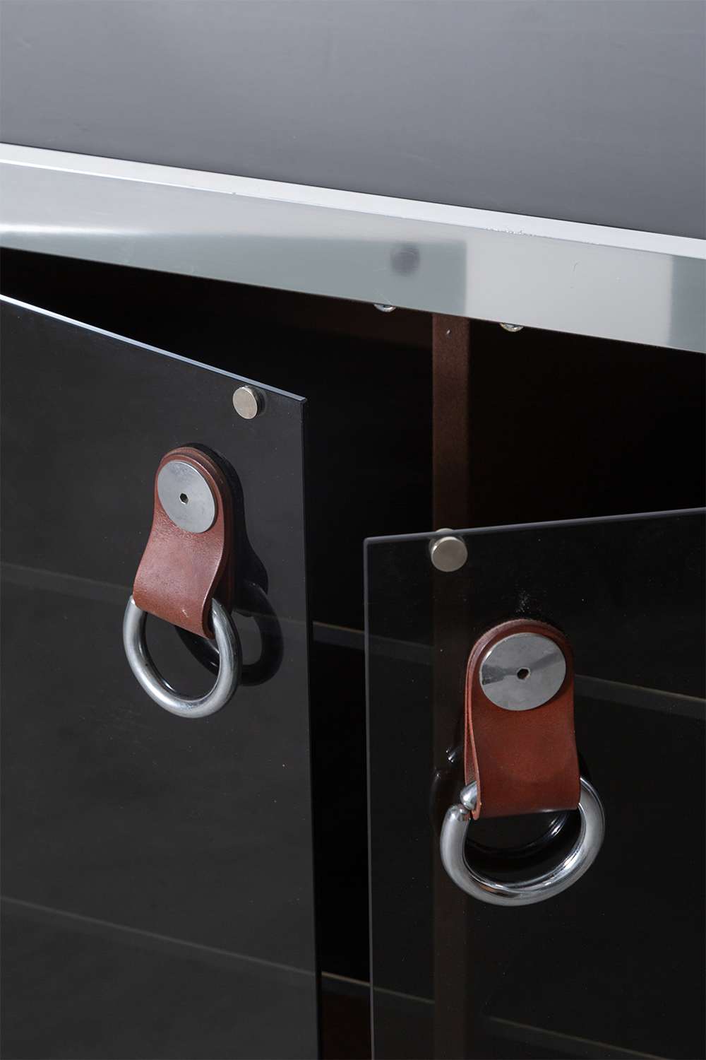 Sideboard by Guido Faleschini in Metal , Glass and Leather