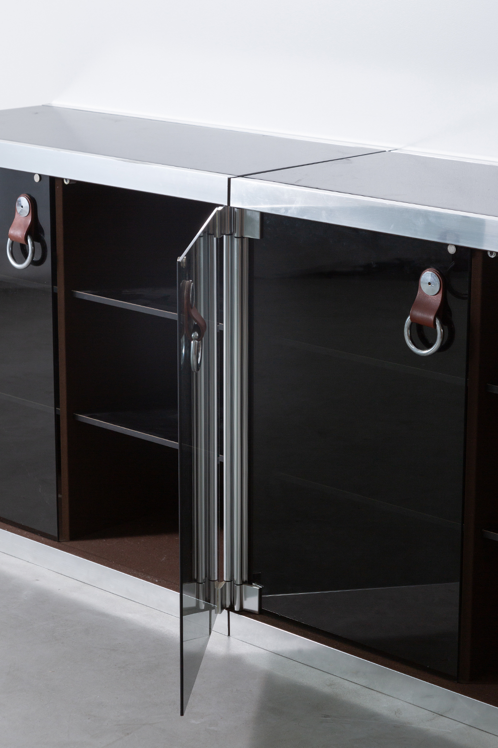 Sideboard by Guido Faleschini in Metal , Glass and Leather