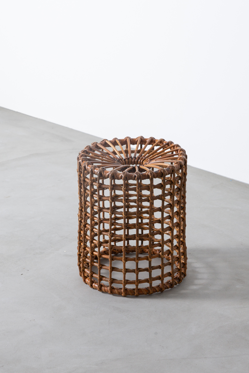 Tito Agnoli Style Stool in Rattan