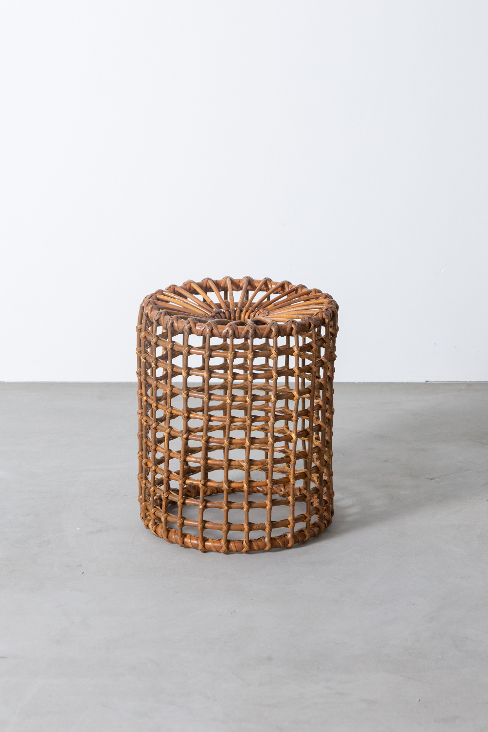 Tito Agnoli Style Stool in Rattan