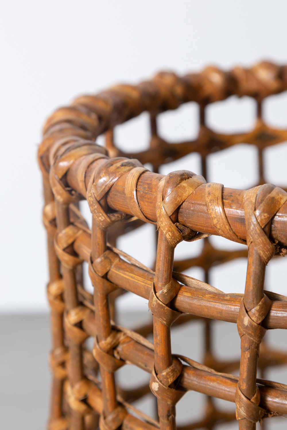 Tito Agnoli Style Stool in Rattan