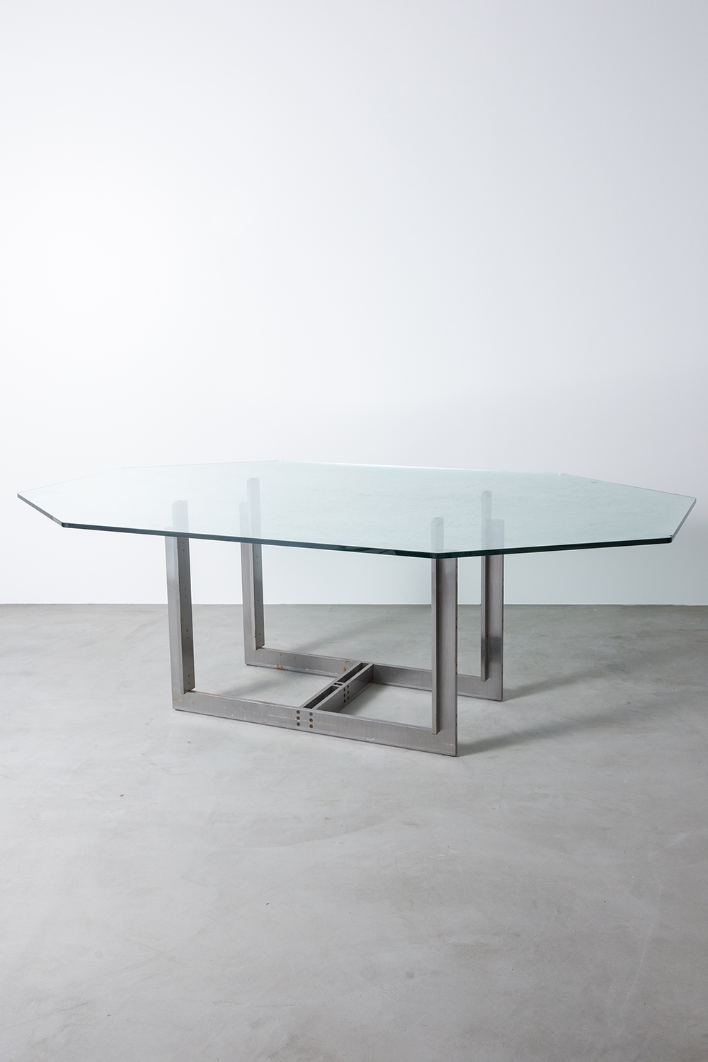 ‘Sarpi’ Dining Table by Carlo Scarpa for Simon Gavina in Metal and Glass