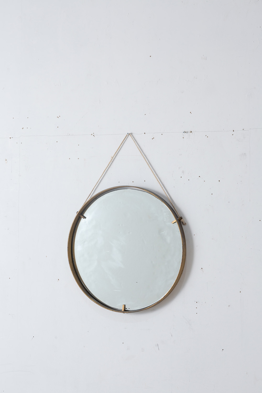 Italian Vintage Wall Round Mirror in Brass