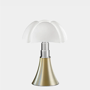 PIPISTRELLO Table Lamp by Gae Aulenti for Martinelli Luce in White Brass