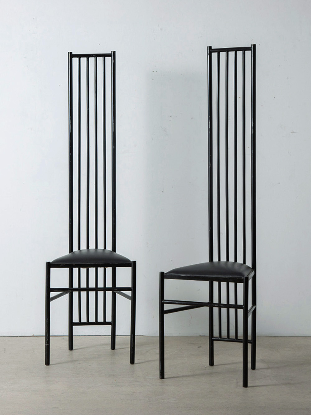 Hight Back Chair for Leopold Gest in Leather and Steel