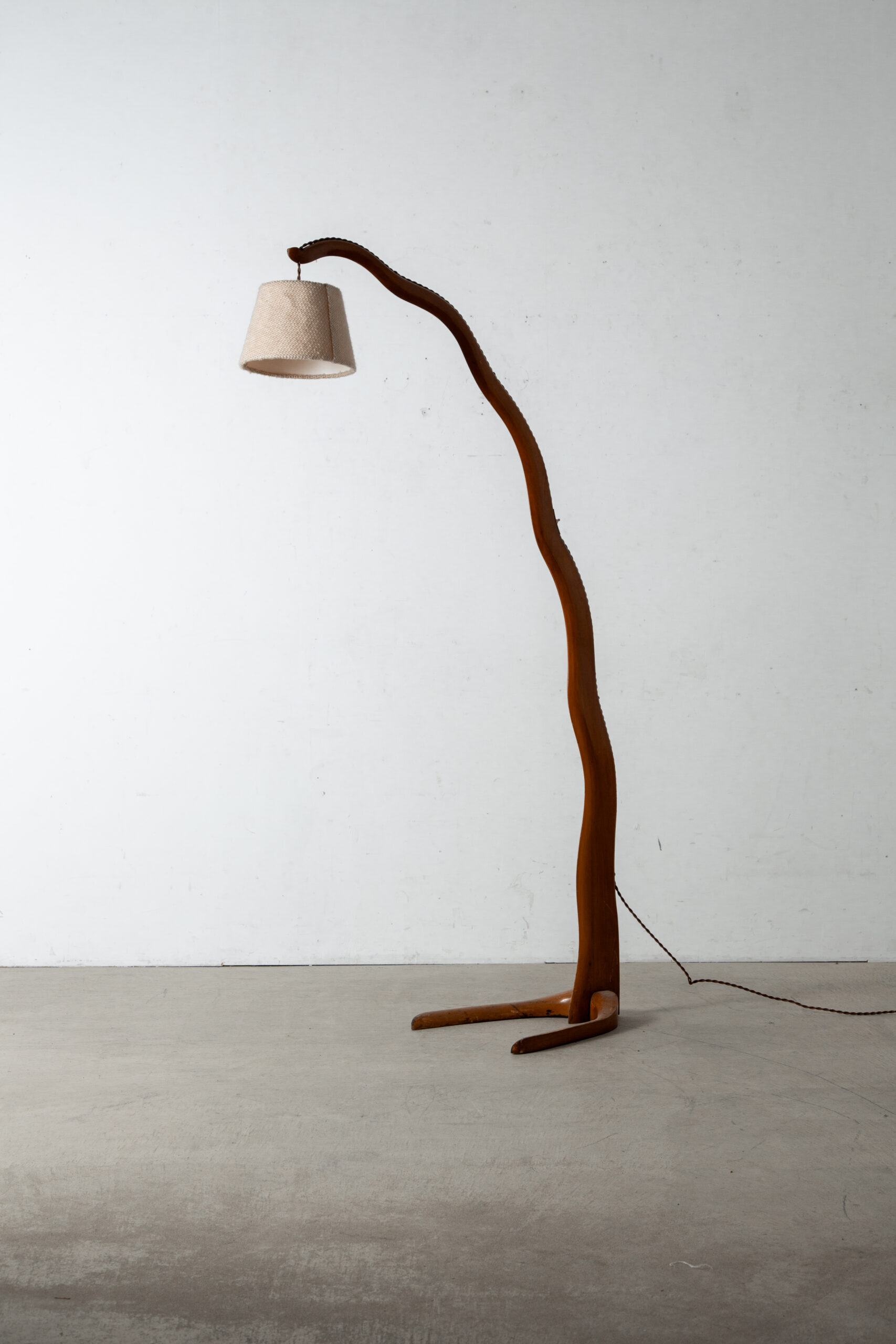 Floor Lamp in Wood and Fabric