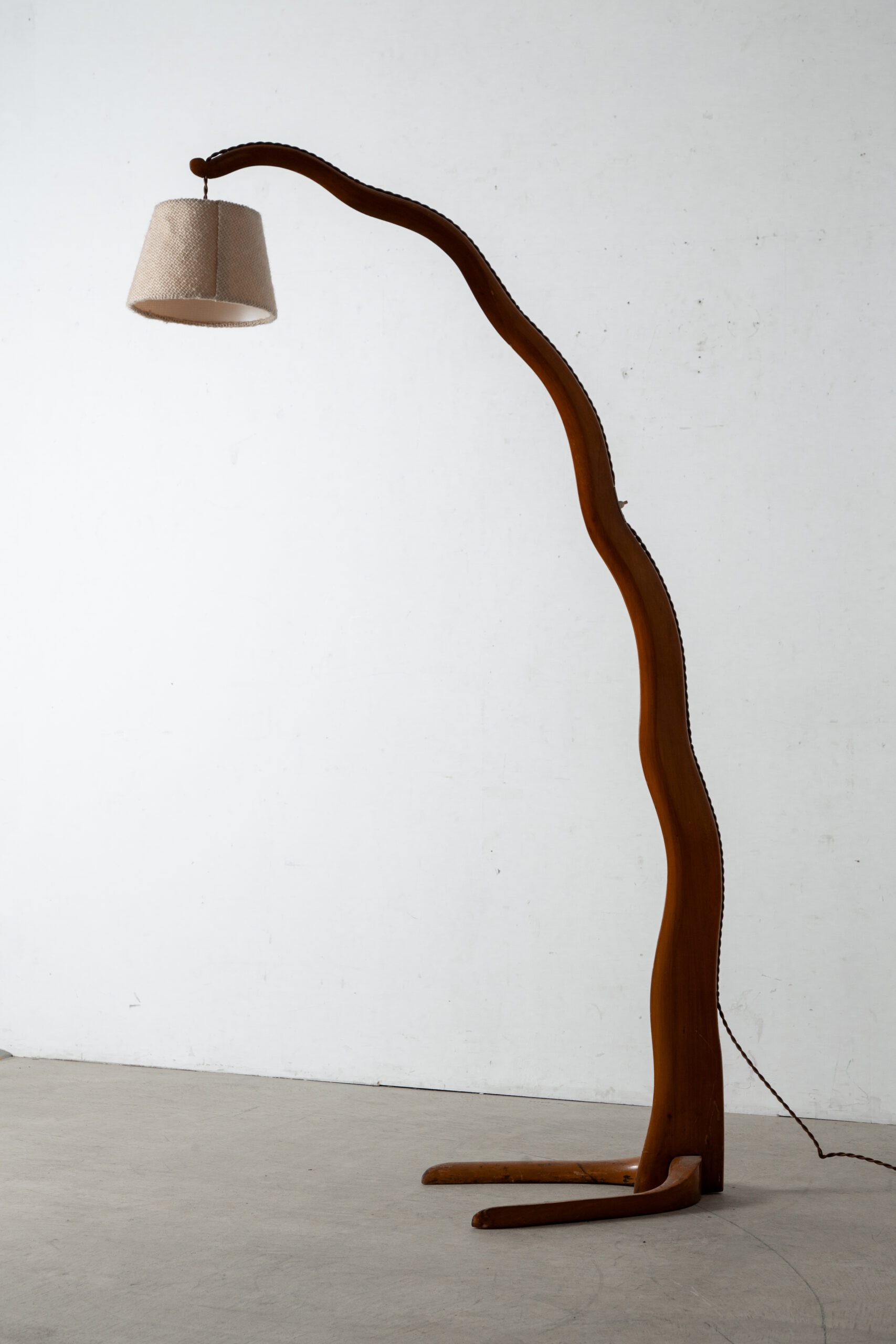 Floor Lamp in Wood and Fabric