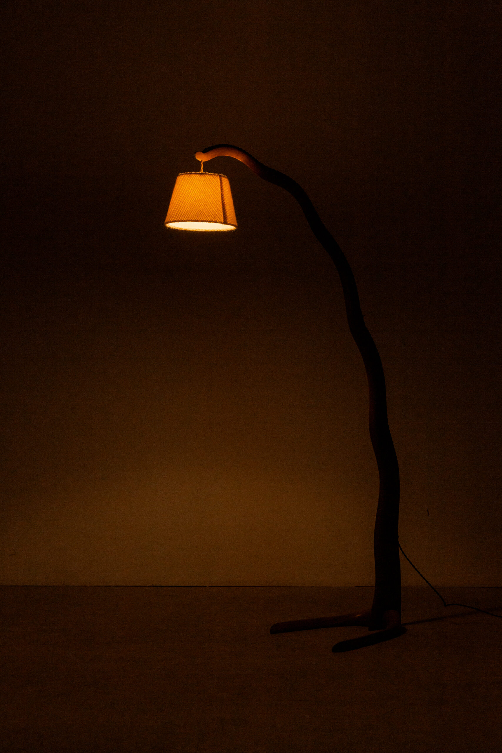 Floor Lamp in Wood and Fabric