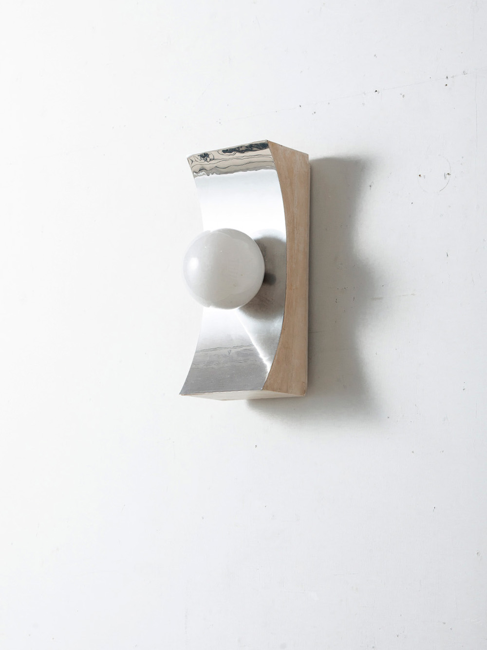 Wall Ball Lamp in Chrome and Wood