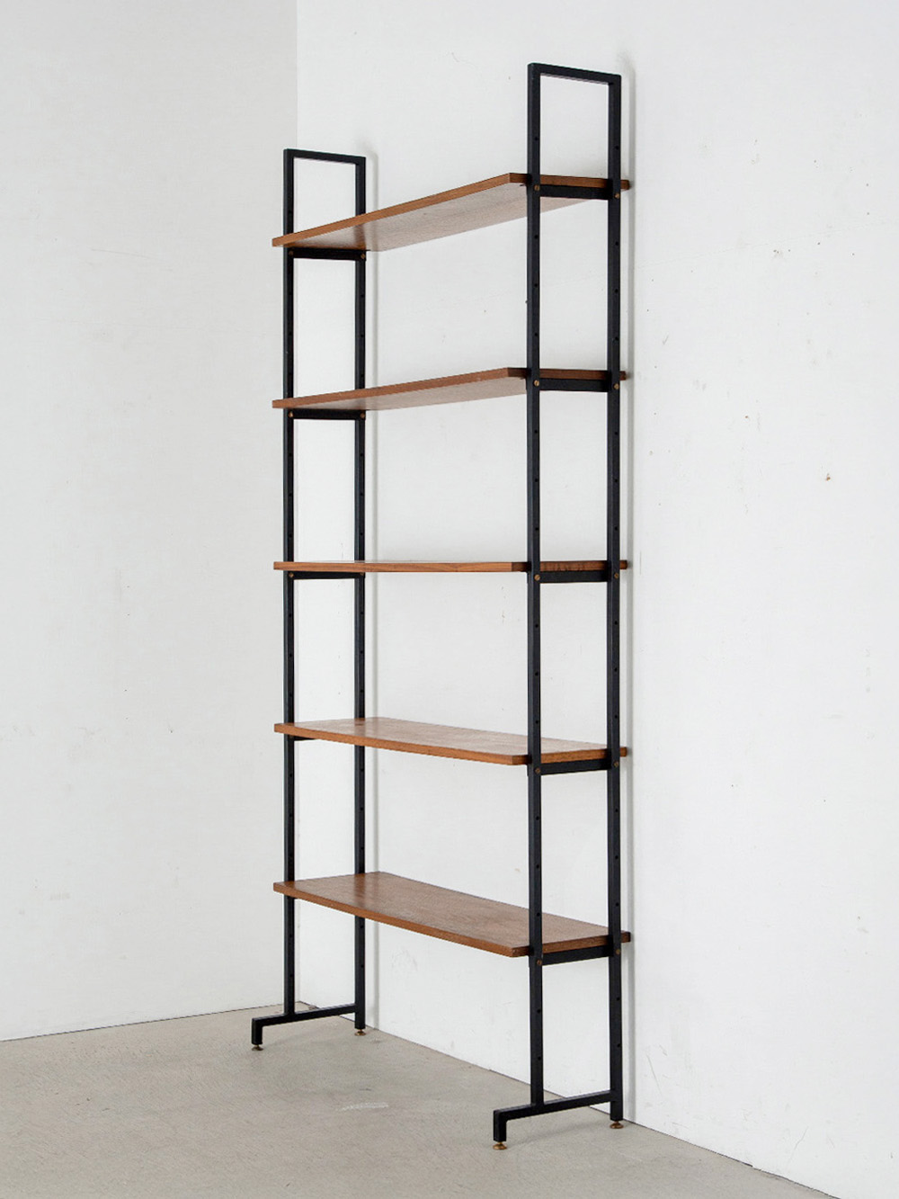 Italian Mid-Century Shelf in Wood and Steel