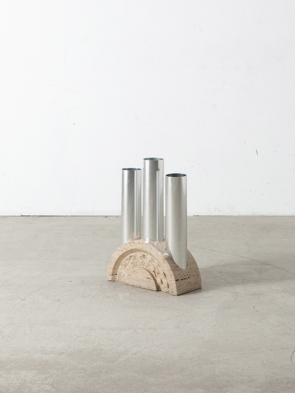 Umbrella Stand by Fratelli Mannelli in Travertine and Steel