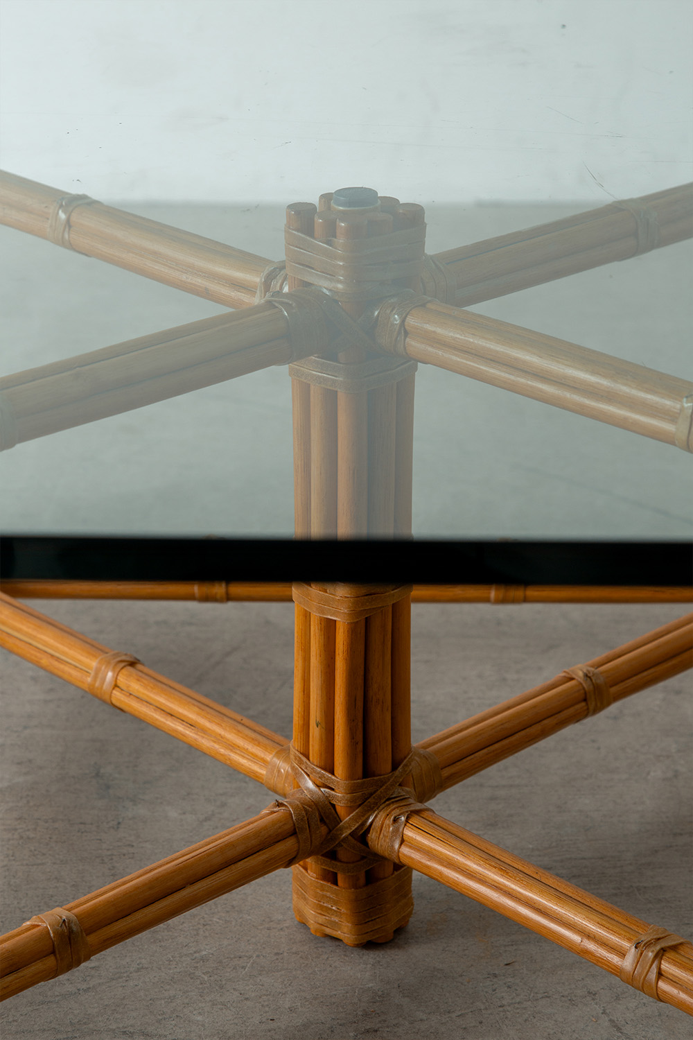 Square Coffee Table by John McGuire in Glass and Bamboo