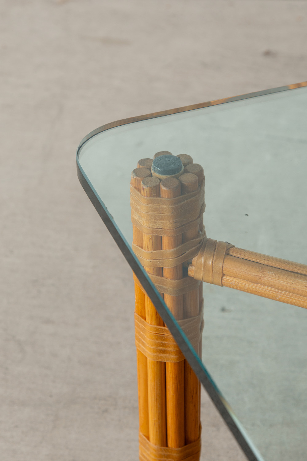 Square Coffee Table by John McGuire in Glass and Bamboo