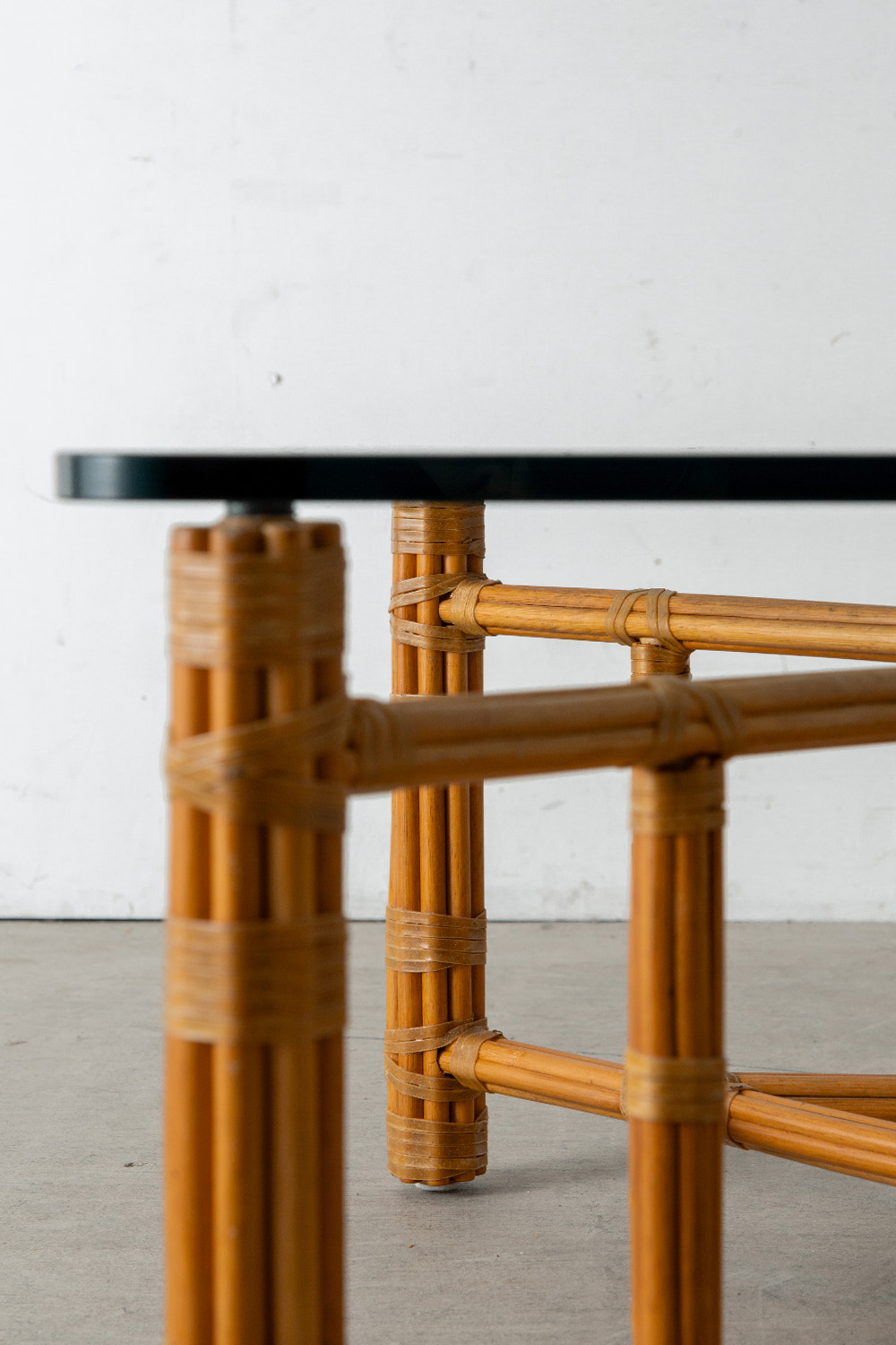 Square Coffee Table by John McGuire in Glass and Bamboo