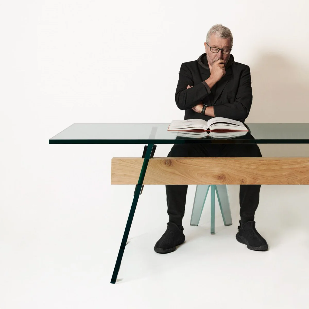 Compression Table by Philippe Starck for GLAS ITALIA in Glass and Wood