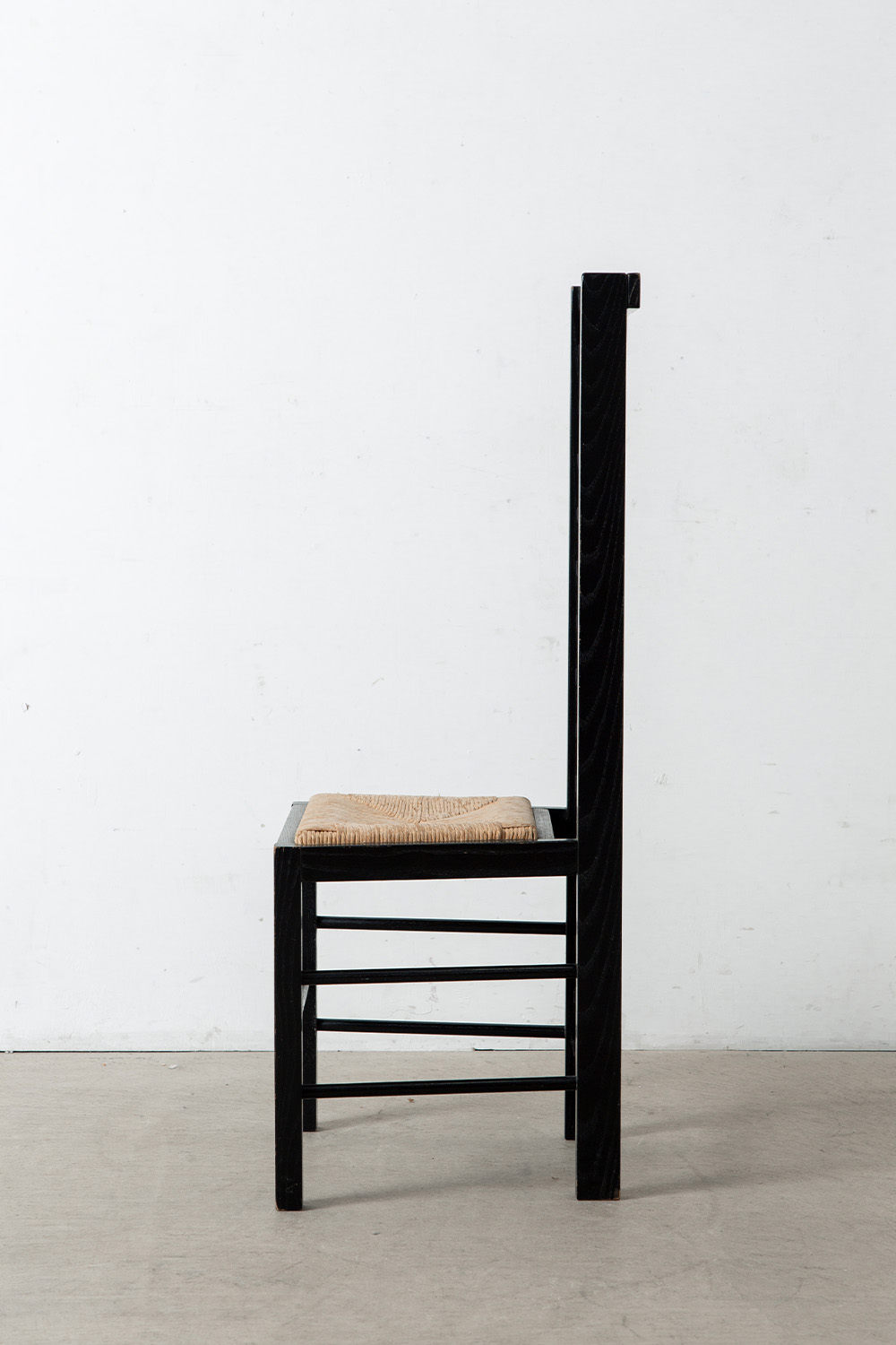 Mackintosh Style Hight Back Chair in Wood and Rush